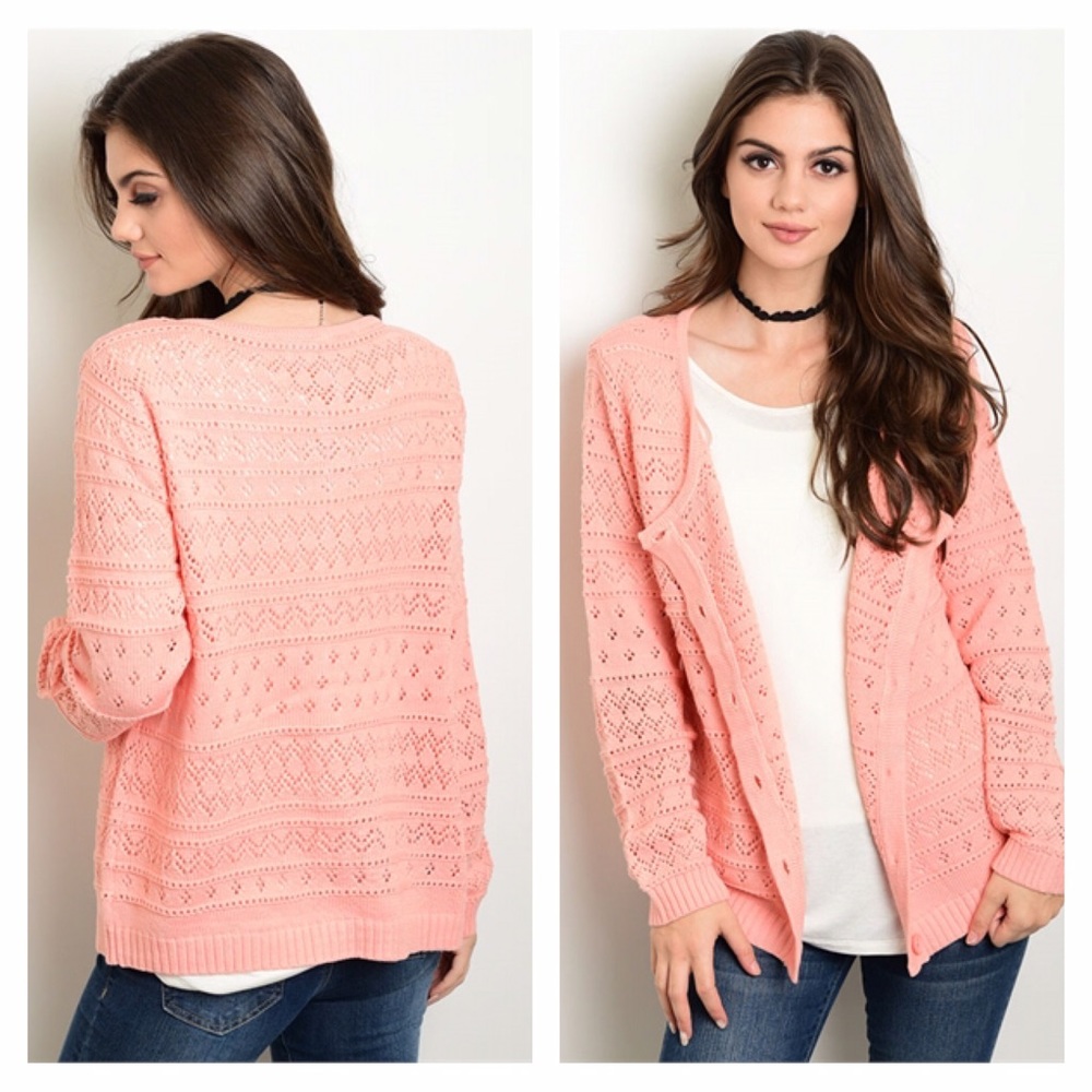 Brand New Women’s Small Peach Knit Cardigan